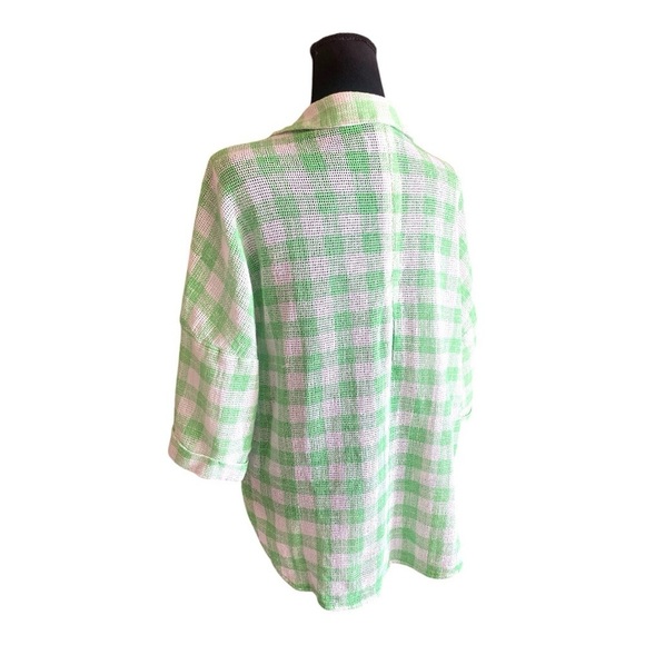 Urban Outfitter OUT FROM DOWN UNDER Green White Checkered Button Front Shirt XS - Picture 10 of 12